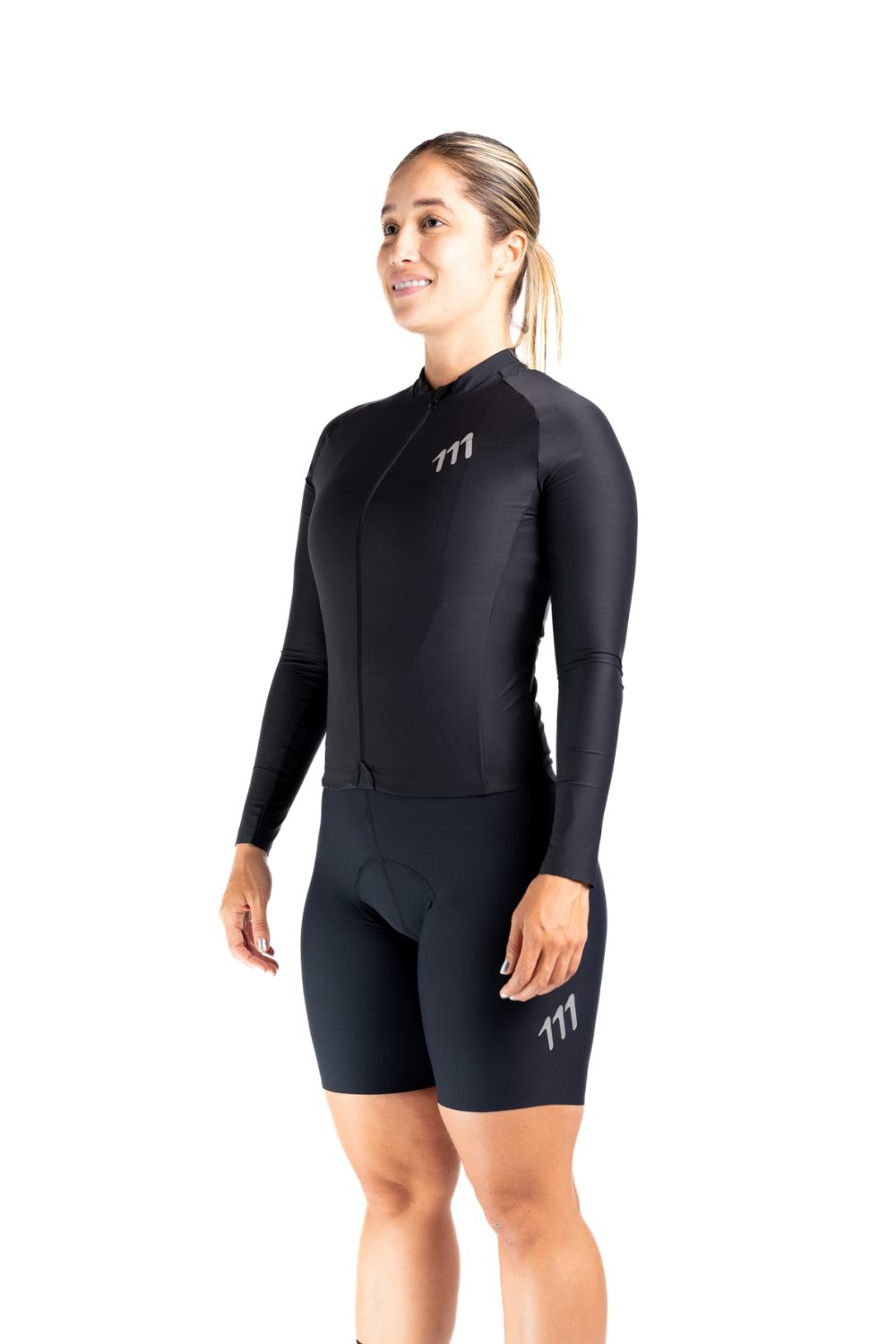 Jersey ciclismo mujer Jersey Manga Larga Ciclismo Mujer 111Ciento Once Essentials Negro 111Ciento Once — ropa ciclismo colombiana
