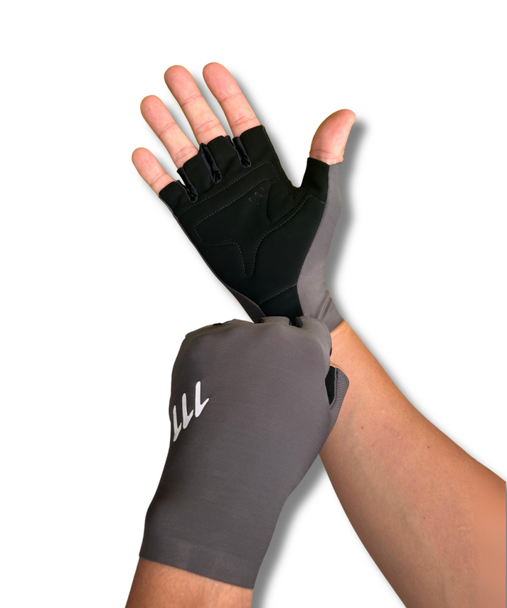 Guantes cortos ciclismo ruta, unisex, medio fondo - Gris