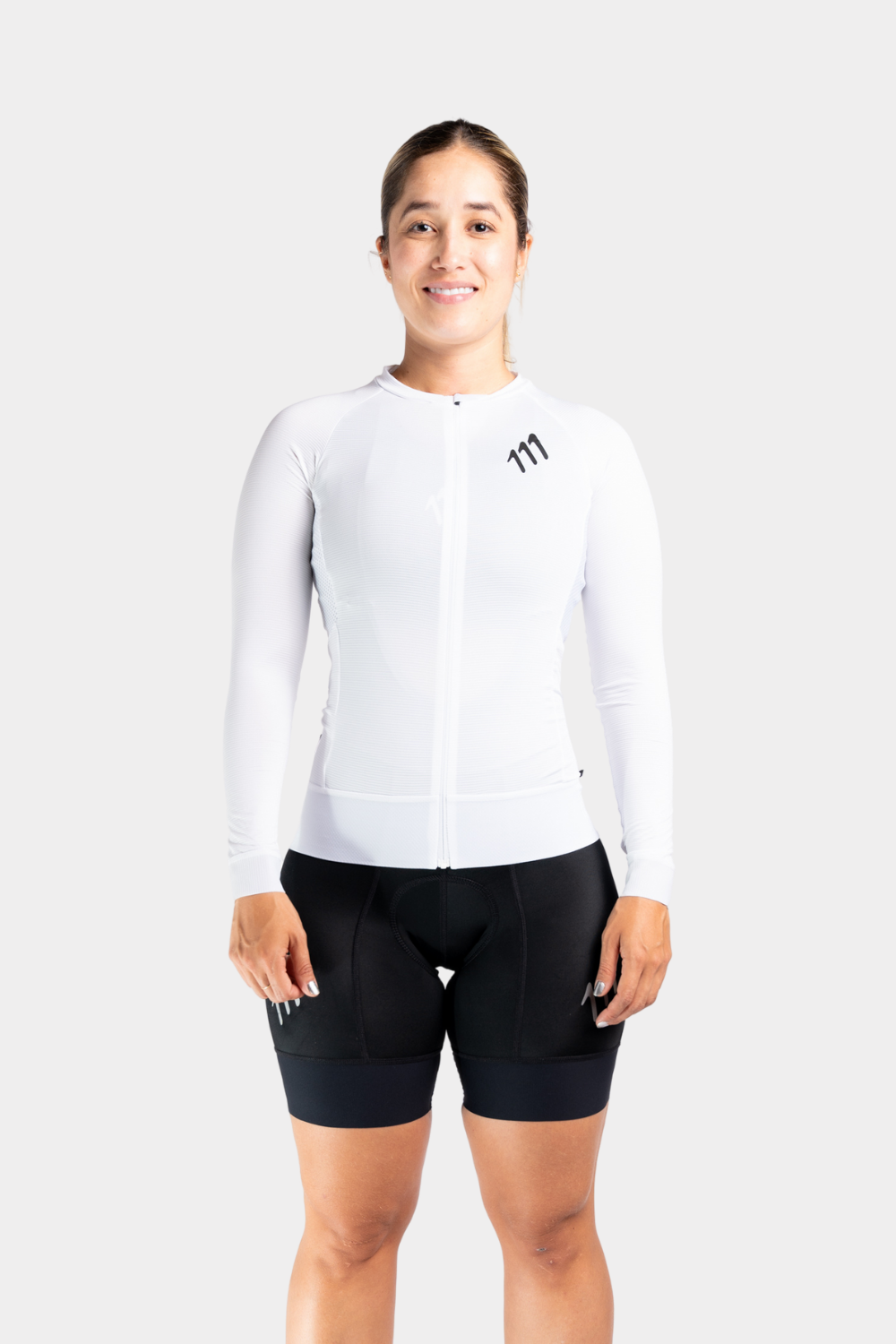 Jersey ciclismo mujer Jersey Manga Larga Ciclismo Mujer 111Ciento Once Essentials Blanco 111Ciento Once — ropa ciclismo colombiana