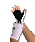 Guantes cortos ciclismo ruta, unisex, medio fondo - Blancos