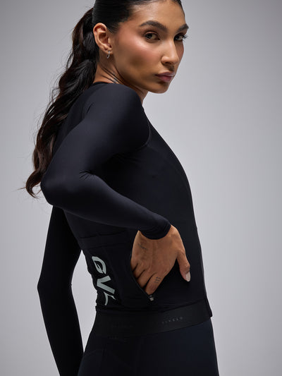 Camiseta ciclismo manga larga Givelo Modern Classic Black - LATERAL