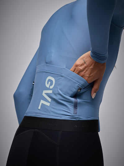Camiseta ciclismo manga larga Givelo Modern Classic Blue - Vista Trasera