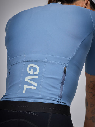 Jersey ciclismo de ruta mujer Givelo Modern Classic Blue - Detalle trasero
