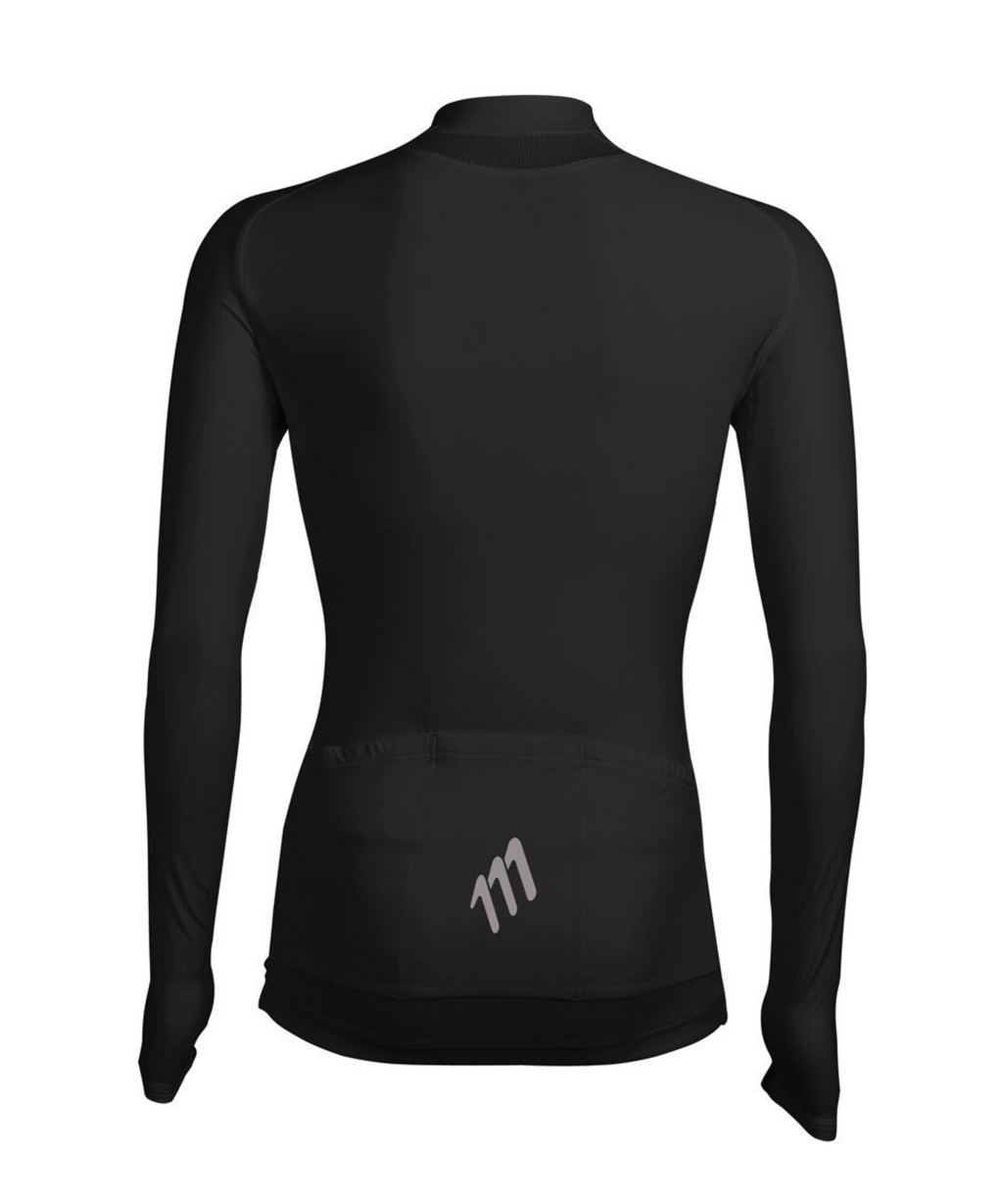 Jersey ciclismo mujer Jersey Manga Larga Ciclismo Mujer 111Ciento Once Essentials Negro 111Ciento Once — ropa ciclismo colombiana