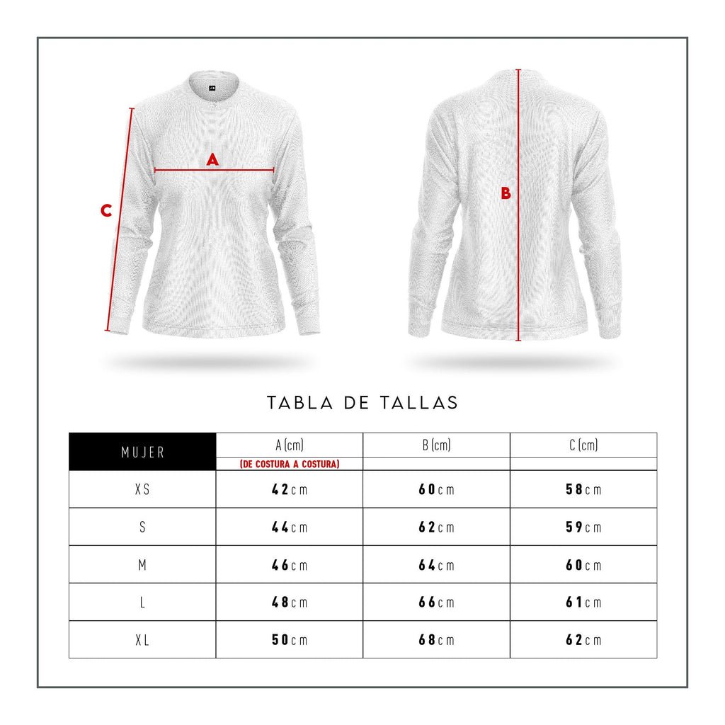 Jersey Running graffiti beige para mujer, Tabla de tallas