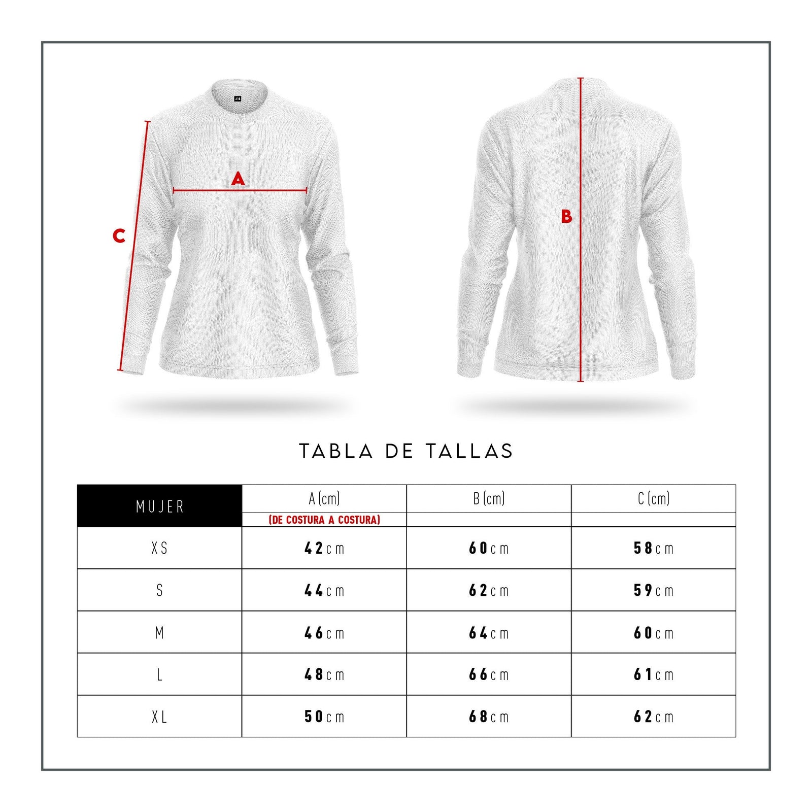 Jersey Running graffiti blue para mujer, tabla de tallas