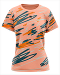 Jersey Running graffiti coral para mujer, vista frontal completa