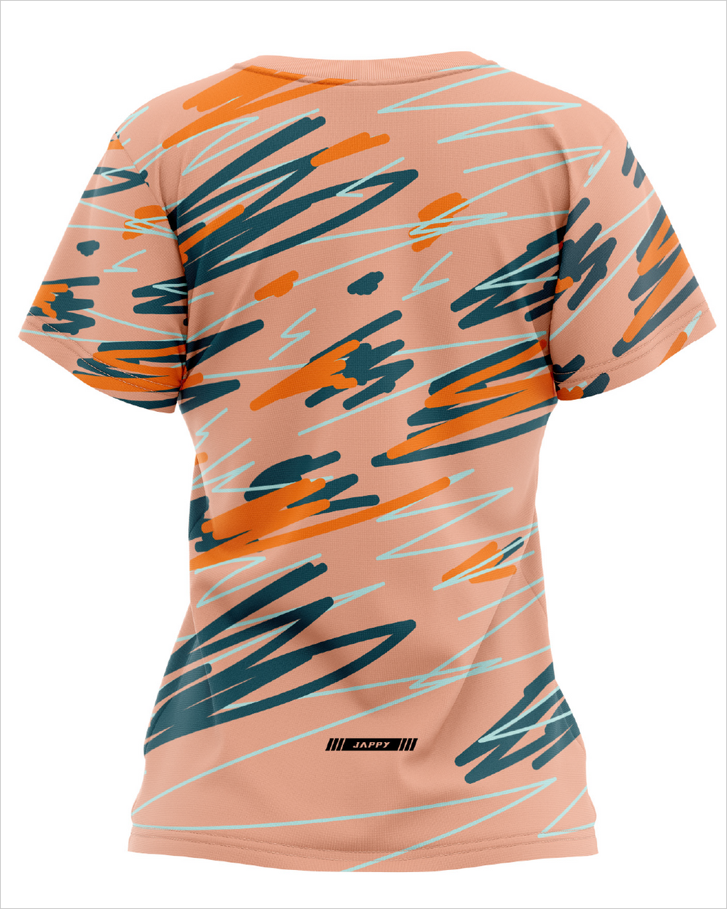 Jersey Running graffiti coral para mujer, vista trasera completa