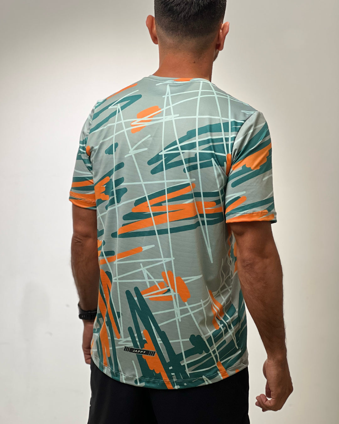 corredor con Jersey Running graffiti blue para hombre, vista trasera completa