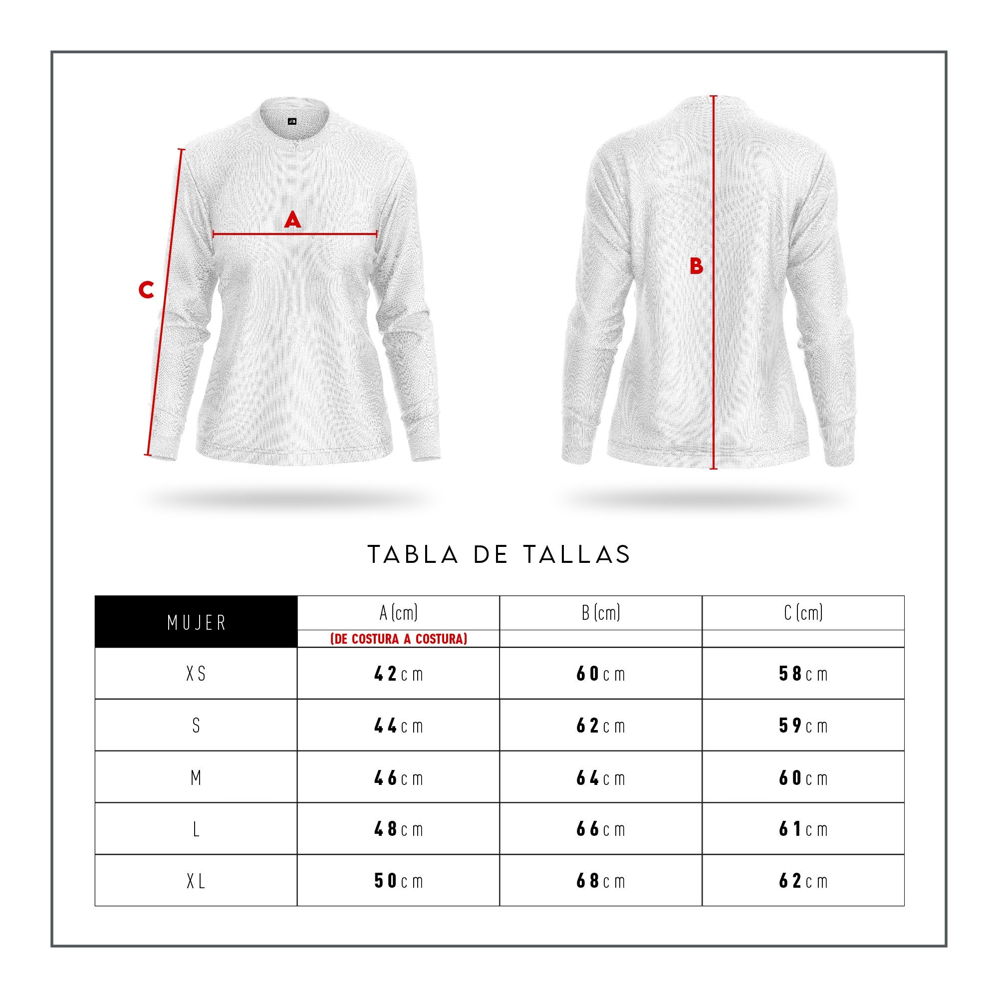 Jersey Running ultimate salmón para mujer, tabla de tallas