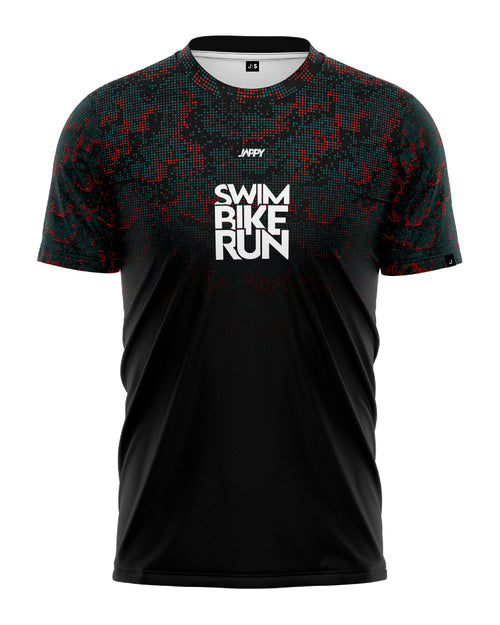 Jersey Running triatlón negra para hombre, vista frontal completa