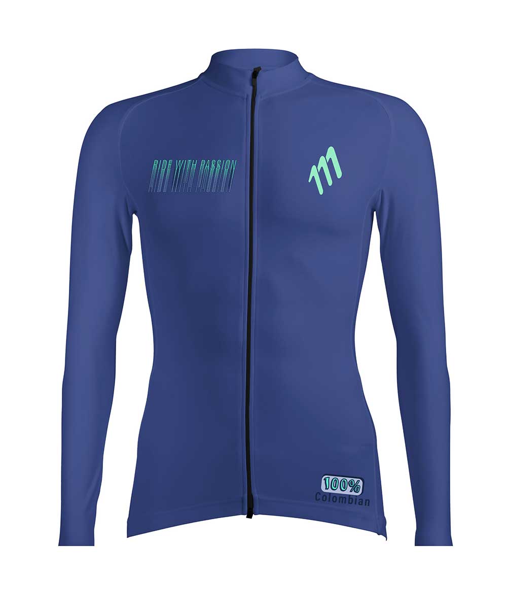 Jersey ciclismo mujer Jersey Manga Larga Ciclismo Mujer 111Ciento Once Marino 111Ciento Once — ropa ciclismo colombiana