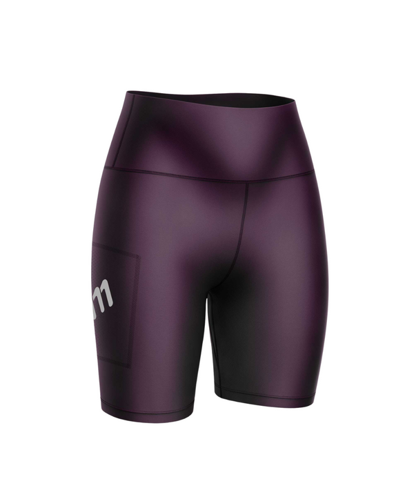 Imagen de Licra de running racer uva de mujer sin costura color uva con diseño sin costuras, múltiples bolsillos, tejido de compresión.