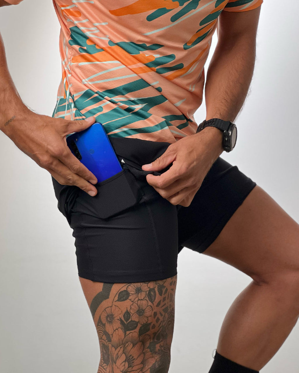 Pantaloneta Running Momentum negra para hombre, vista interior