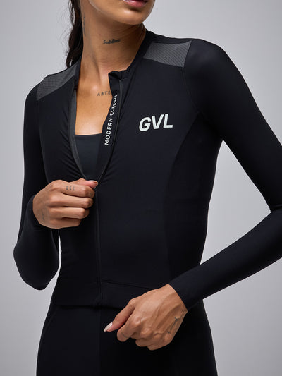 Camiseta ciclismo manga larga Givelo Modern Classic Black - Detalle Frontal