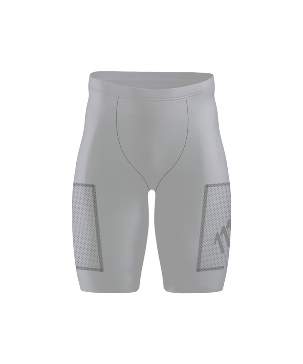 Imagen de Licra de running racer silver de hombre sin costura color silver con diseño sin costuras, múltiples bolsillos, tejido de compresión.