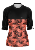 Jersey MTB mujer color rosa y textura tropical