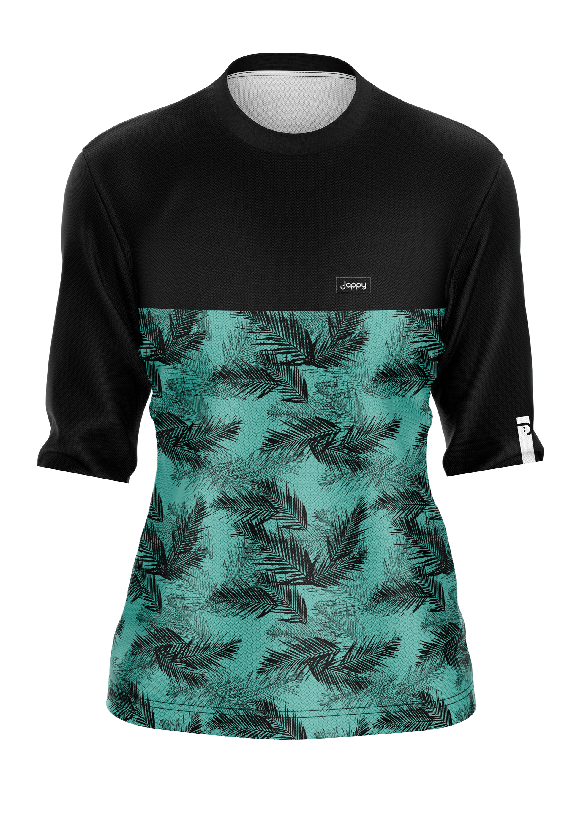 Ropa Ciclismo Colombia_Jesey mujer 3/4 color azul textura tropical.