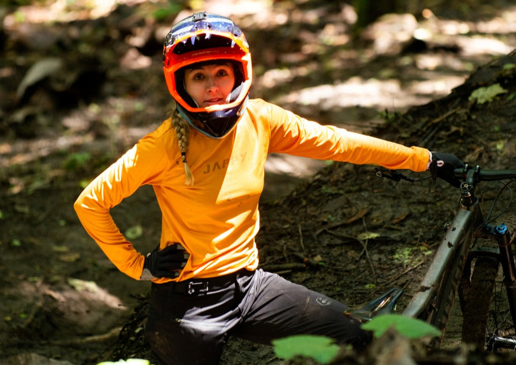 Ropa Ciclismo Colombia, Jersey Mujer MTB color Mostaza